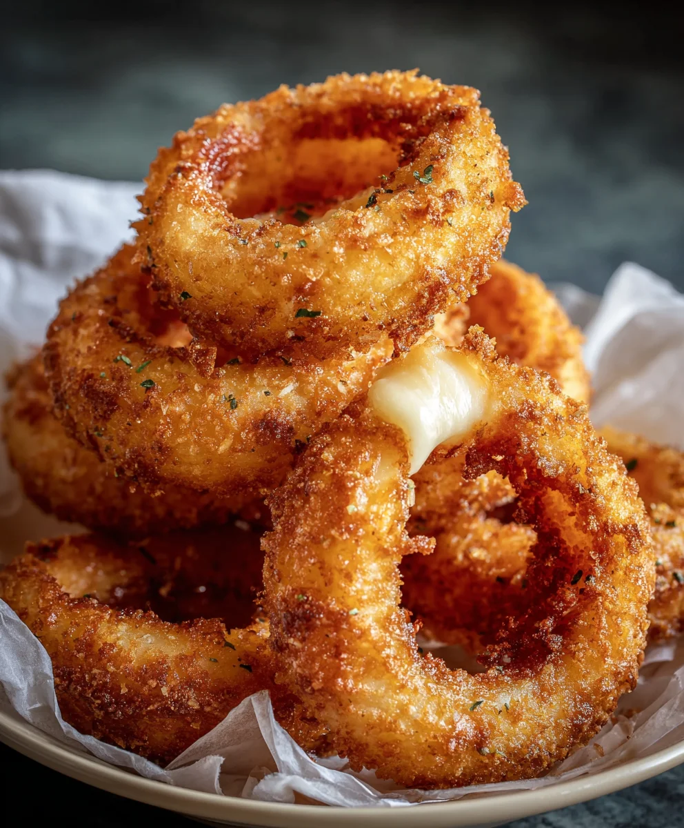 Cheesy Onion Rings - Crispy Golden Delights