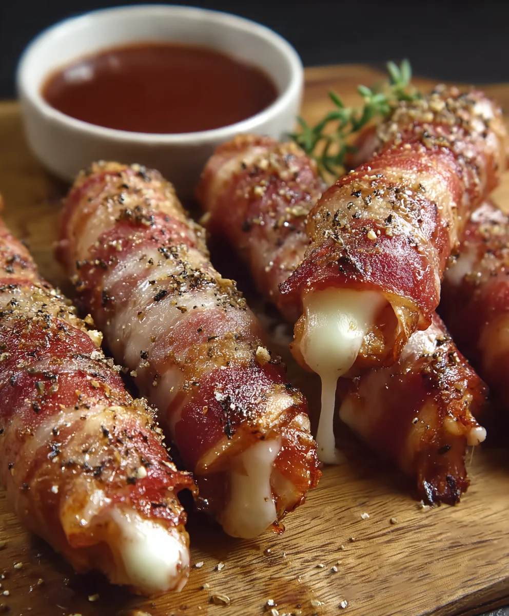 Beef Bacon-Wrapped Mozzarella Sticks-Gourmet Appetizer