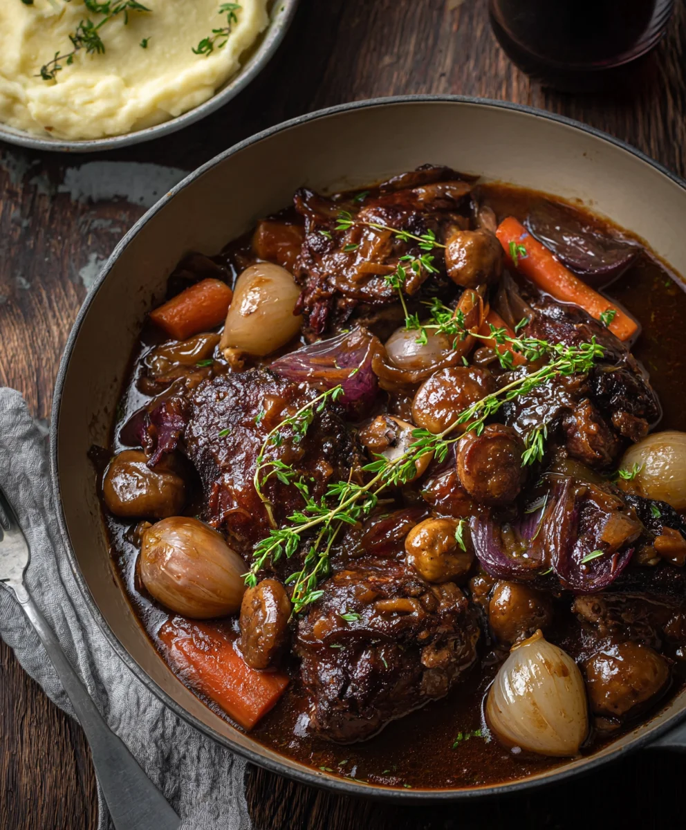 Coq au Vin - Classic French Chicken Stew with Red Grape Juice