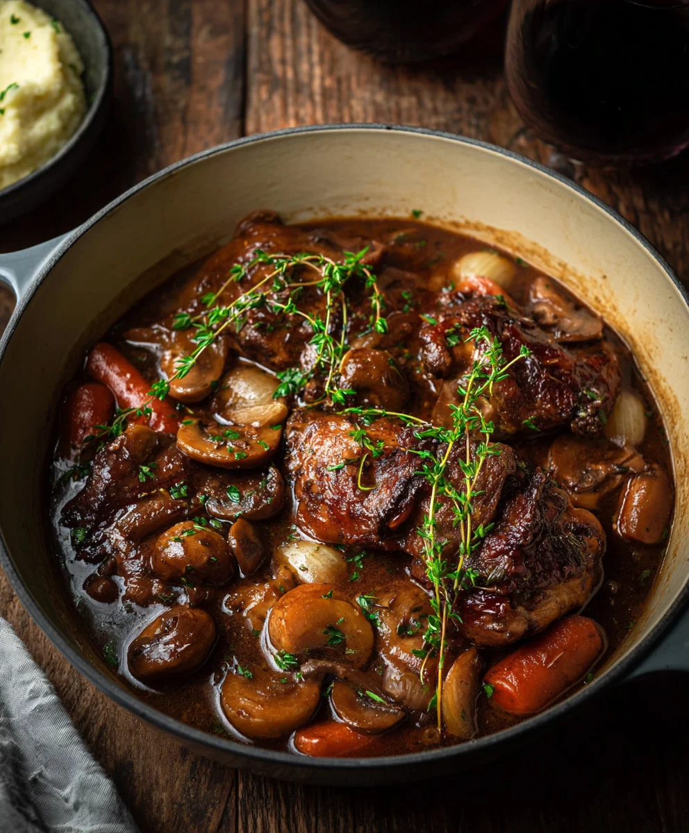Coq au Vin - Classic French Chicken Stew with Red Grape Juice