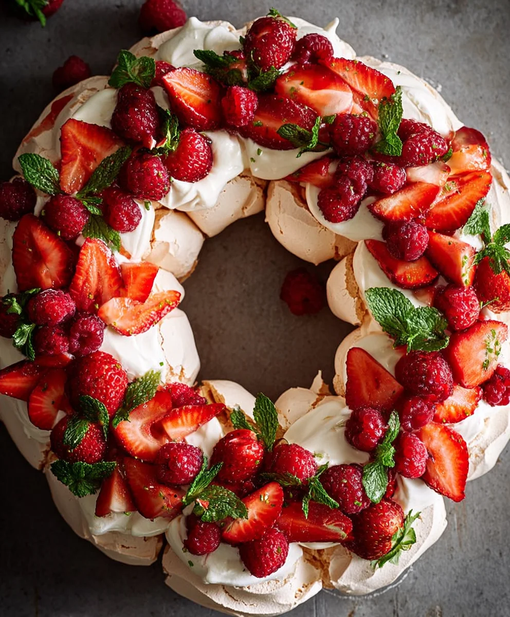 Pull-Apart Pavlova Wreath- Easy Festive Dessert