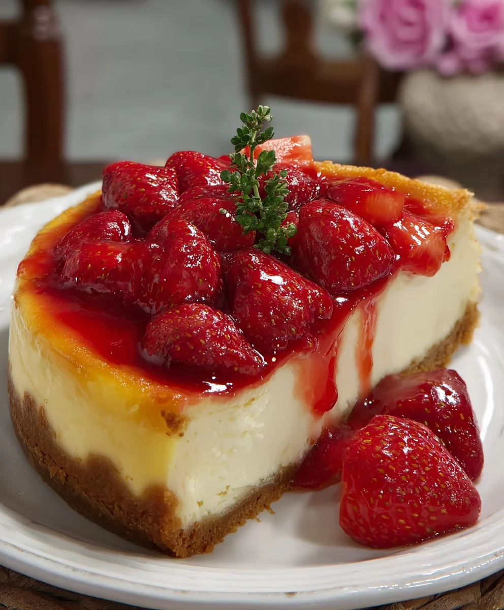 Creamy Strawberry Cheesecake Recipe - Easy Dessert
