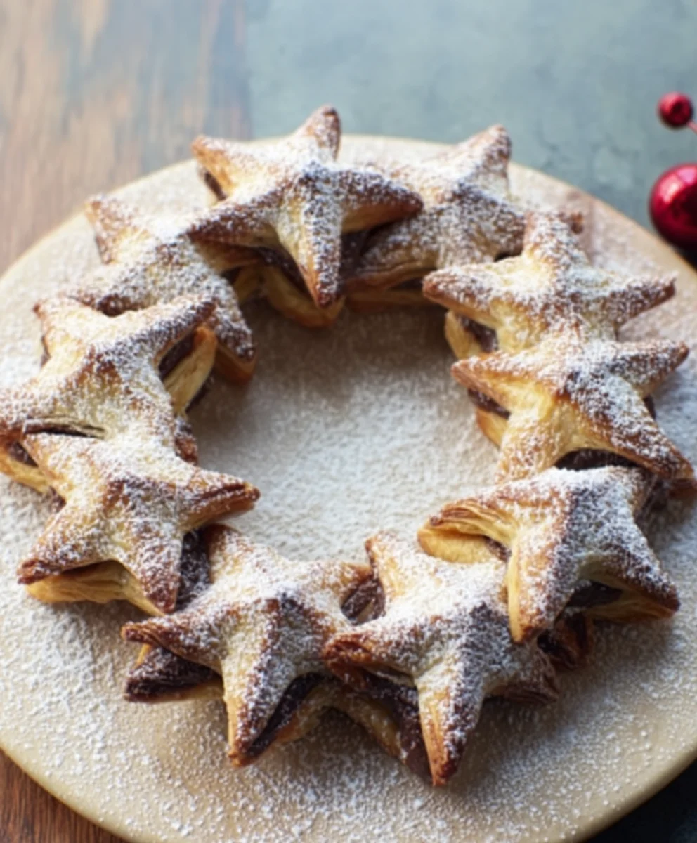 Nutella Puff Pastry Star Wreath Recipe-Easy Festive Treat