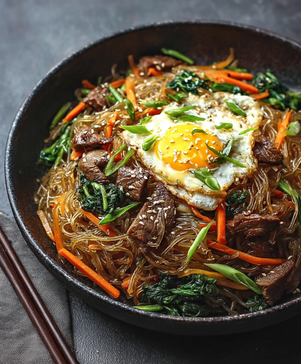 Easy Japchae- Delicious Korean Stir-Fried Noodles