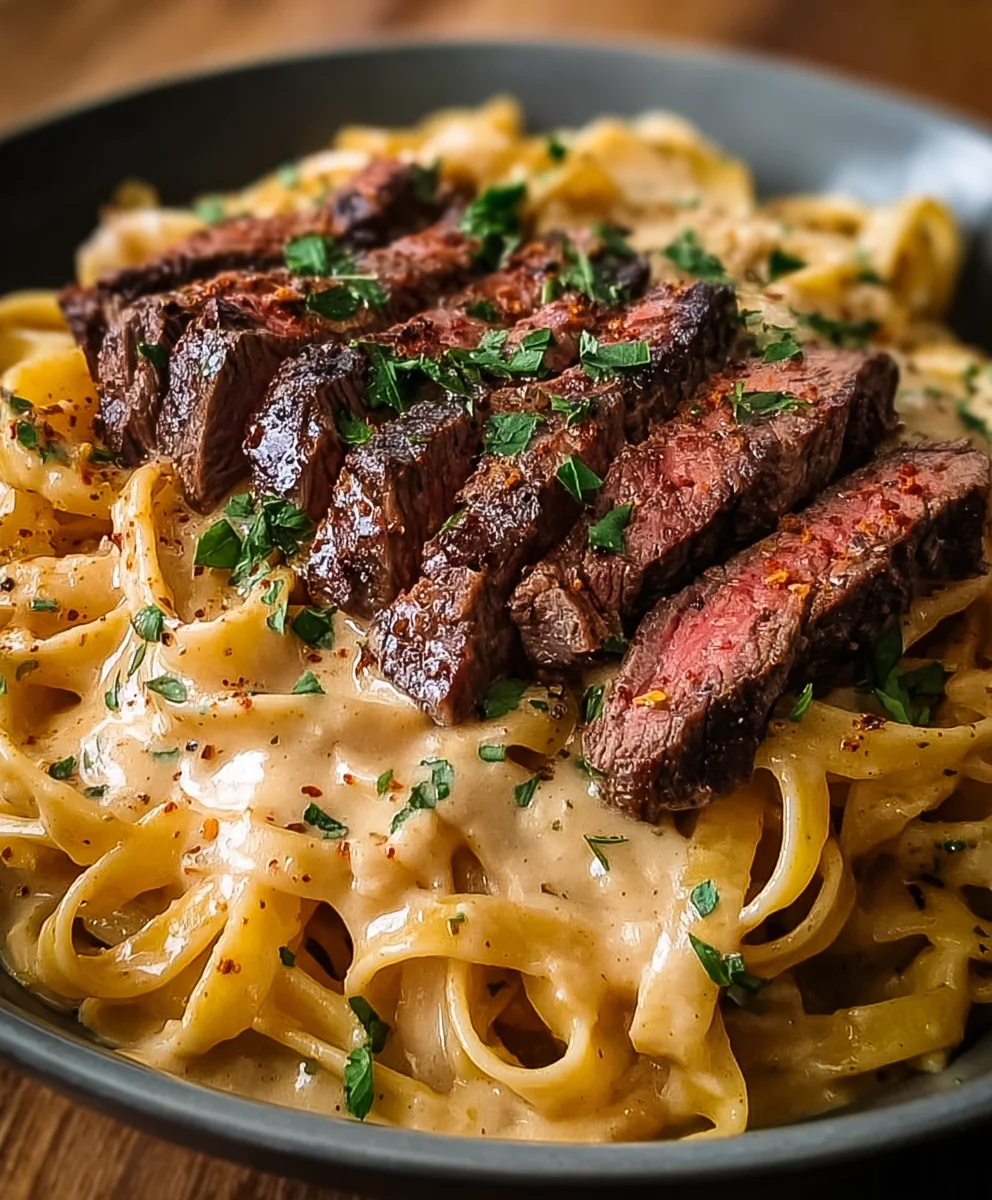 Cajun Steak Alfredo - Spicy Creamy Pasta Delight