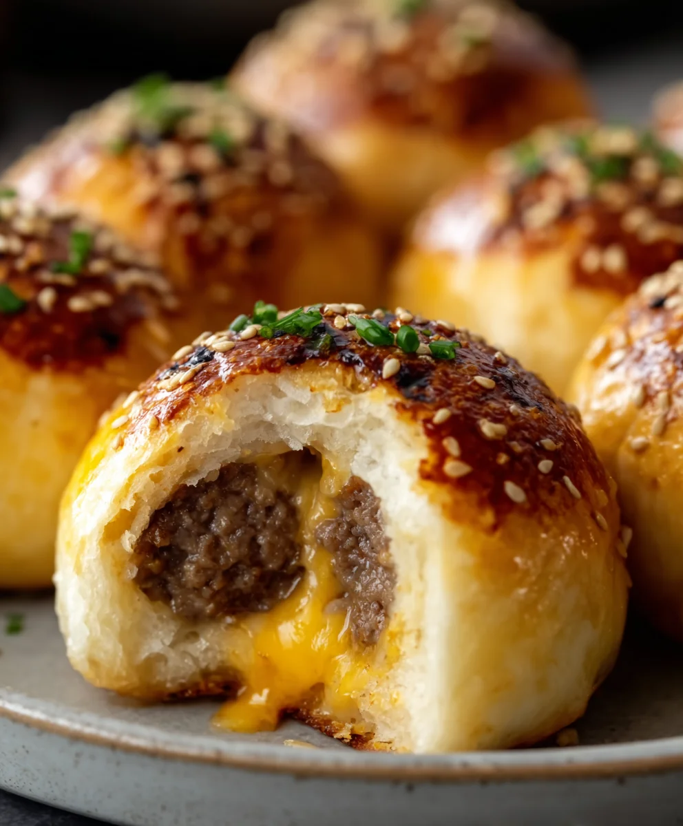 Garlic Parmesan Cheeseburger Bombs-Easy Appetizer