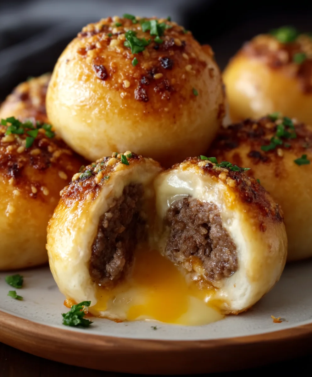 Garlic Parmesan Cheeseburger Bombs-Easy Appetizer