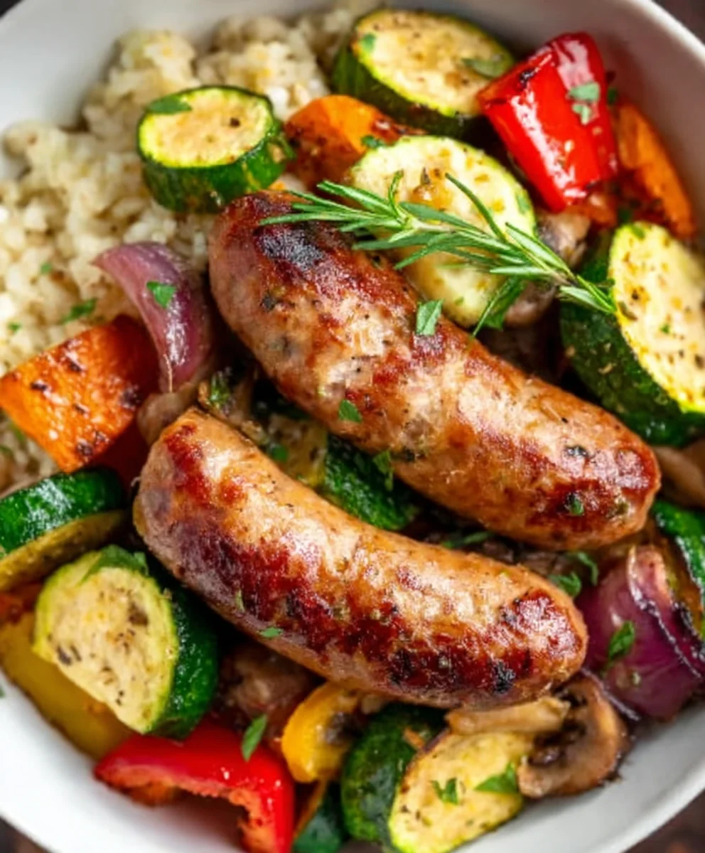 Easy Air Fryer Chicken Sausage and Veggies