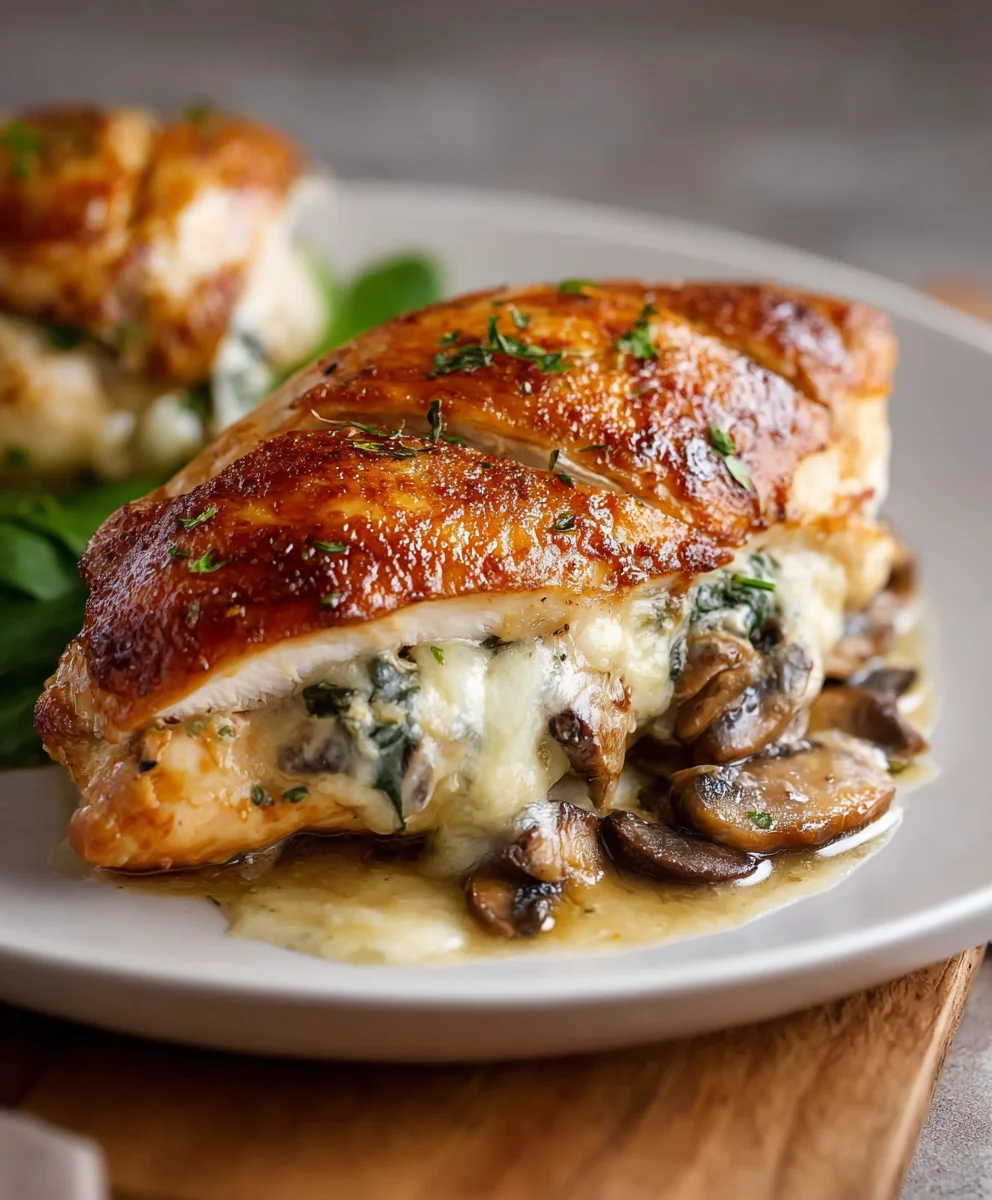 Easy Mushroom Stuffed Chicken Breast - Quick Dinner