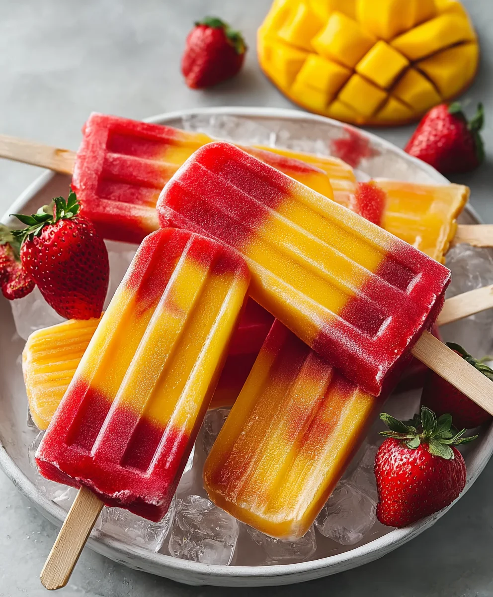 Fresh Strawberry Mango Popsicles - Easy Summer Treat