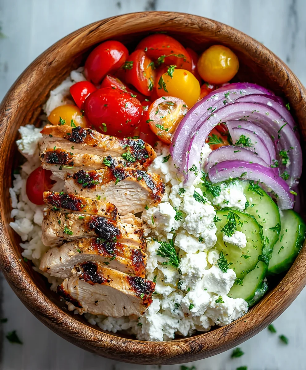 Greek Chicken Cottage Cheese Bowl-Healthy Meal
