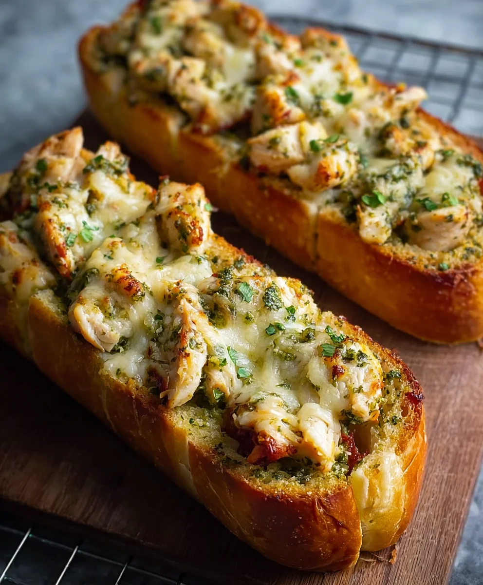 Easy Pesto Chicken Garlic Bread Recipe