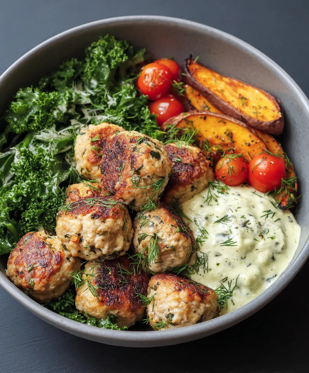 Herby Chicken Meatball Bowl - Fresh & Flavorful Meal