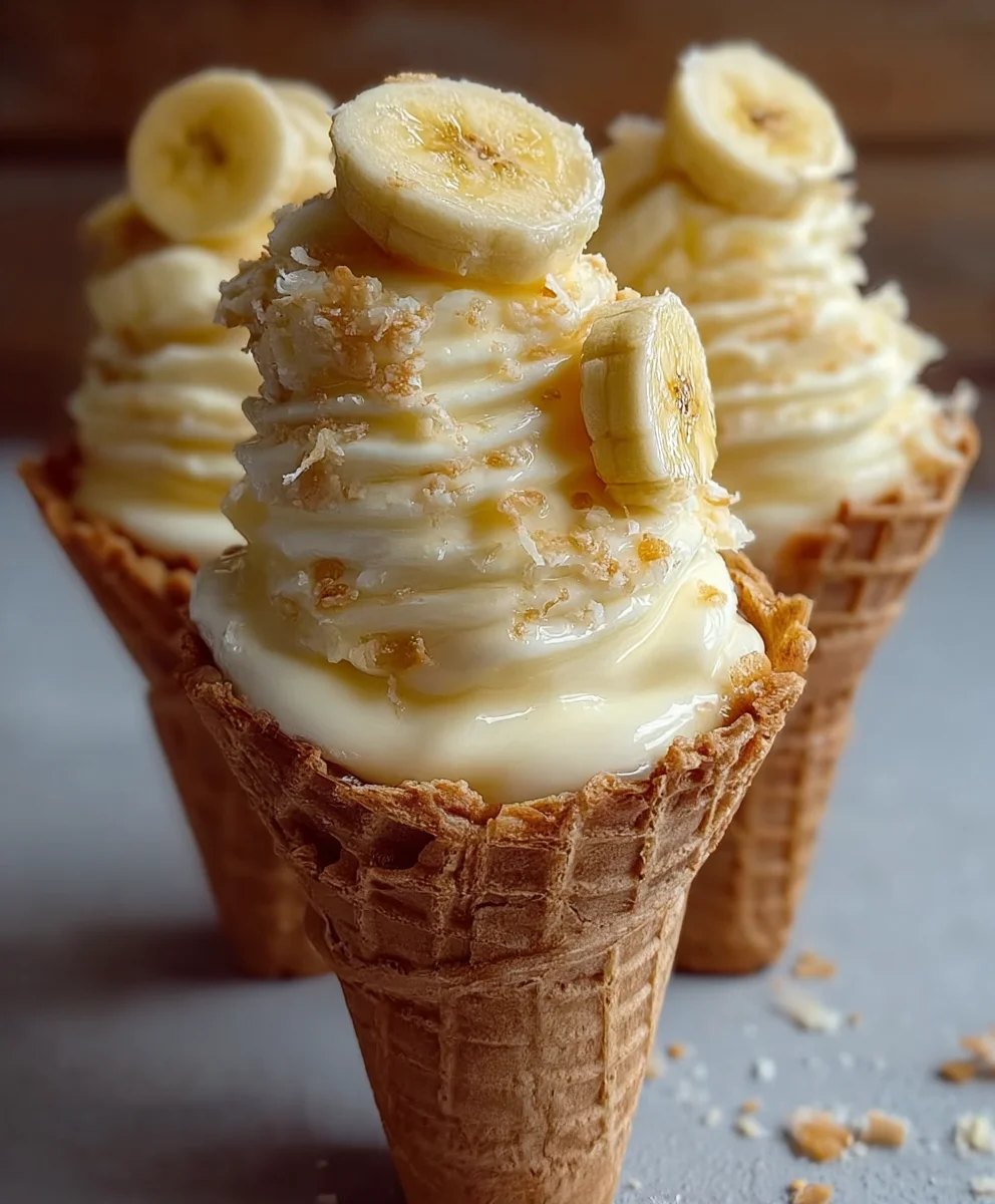 Easy Banana Cheesecake Cones-No Bake Dessert