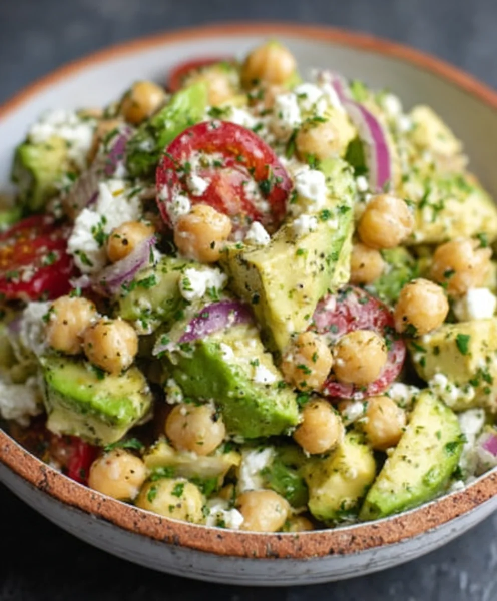 Chickpea Feta Avocado Salad - Easy Fresh Recipe
