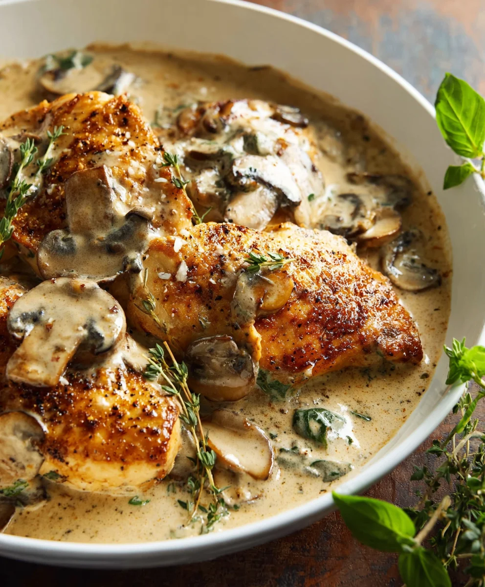 Creamy Mushroom Chicken- Delicious & Easy Dinner