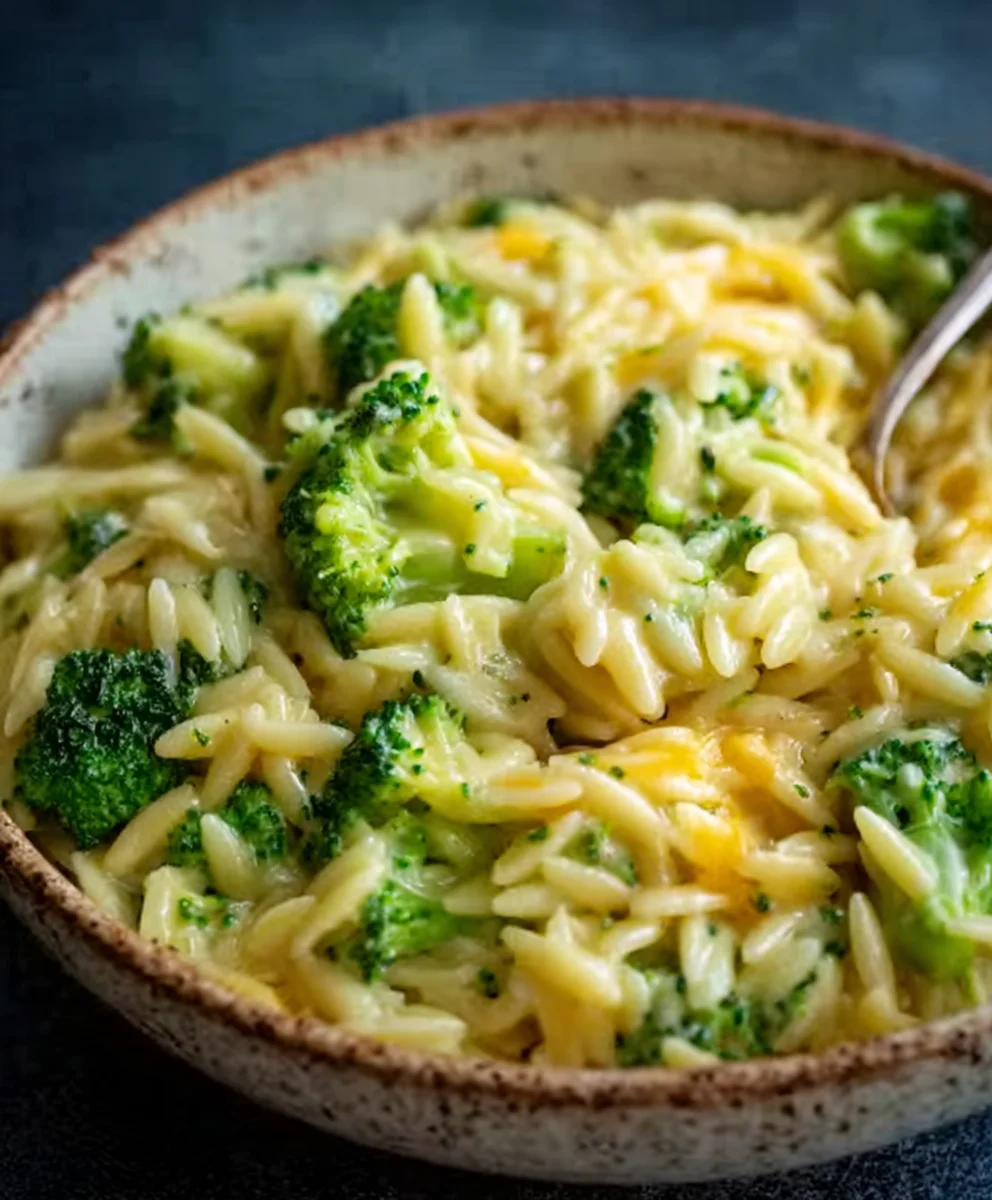 Creamy One-Pot Broccoli Cheddar Orzo