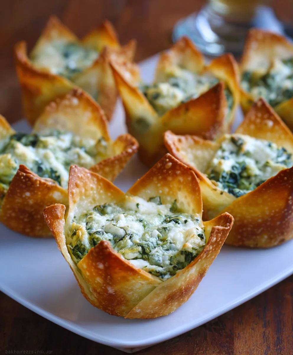 Spinach Artichoke Dip Wonton Cups Easy Appetizer