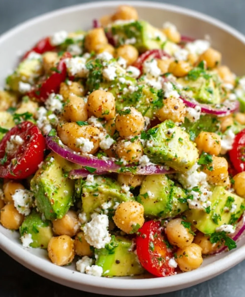 Chickpea Feta Avocado Salad - Easy Fresh Recipe