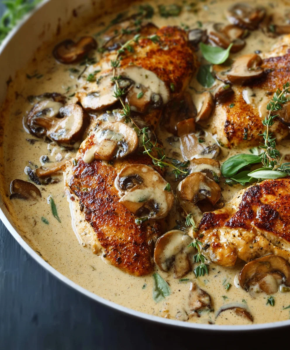 Creamy Mushroom Chicken- Delicious & Easy Dinner
