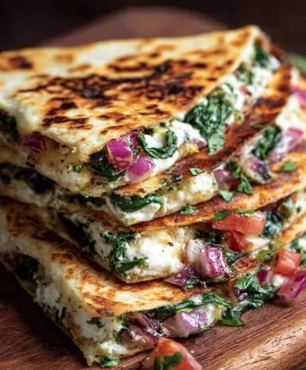 Easy Spinach Feta Quesadillas - Quick & Delicious