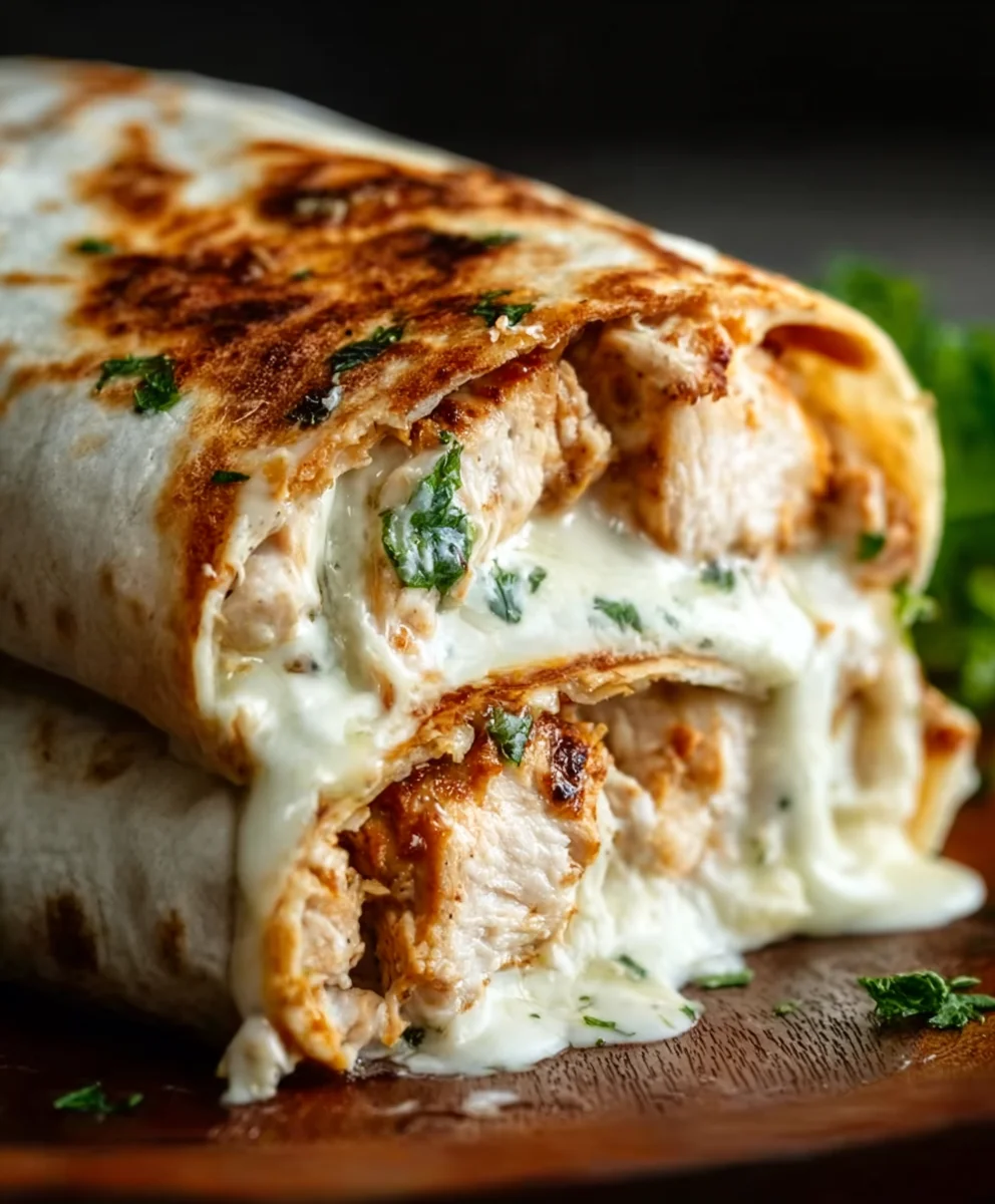 Cheesy Garlic Chicken Wraps- Quick & Easy Dinner
