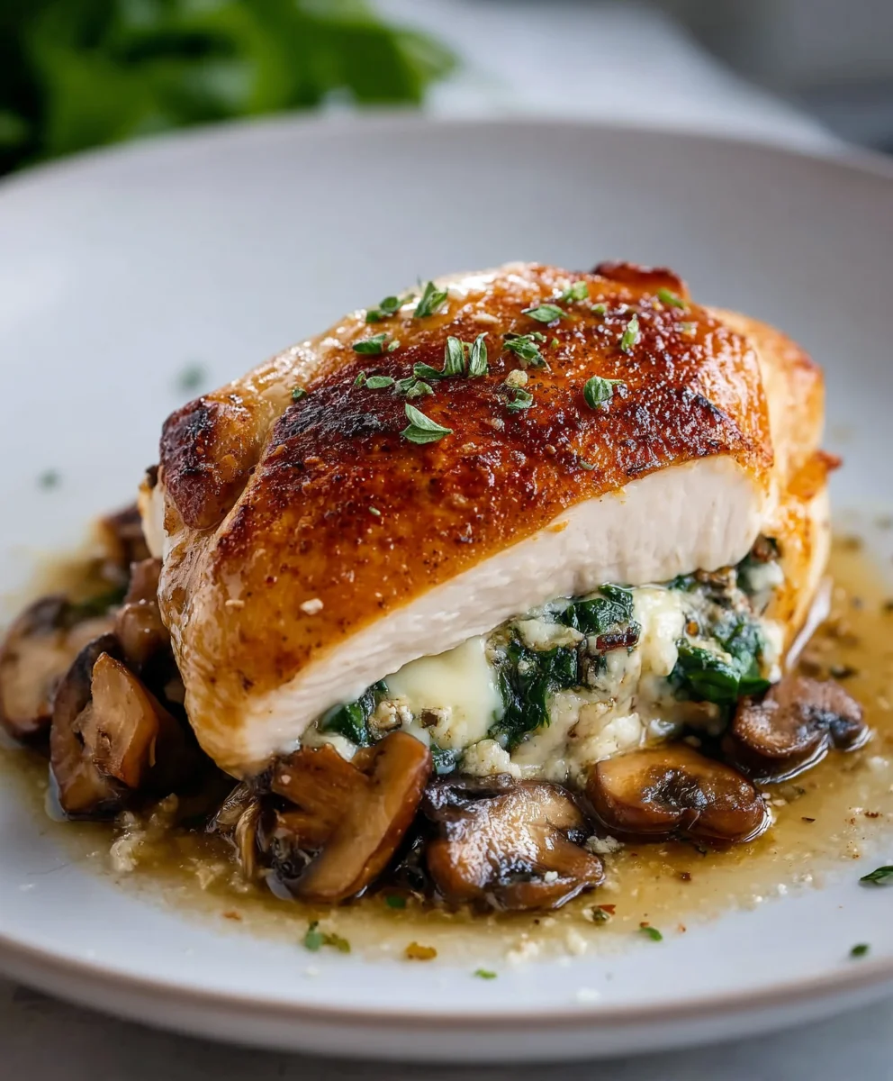 Easy Mushroom Stuffed Chicken Breast - Quick Dinner