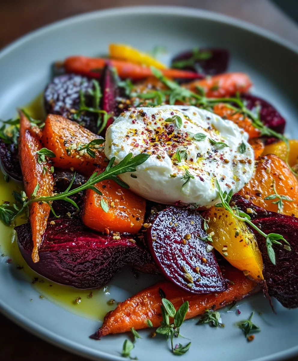 Roasted Beets Carrots Burrata Salad-Easy Recipe