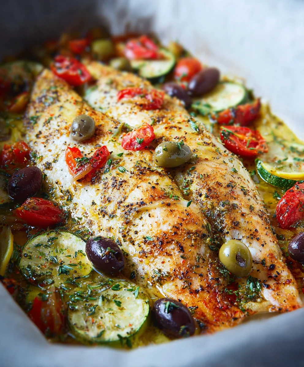 Easy Mediterranean Baked Fish- Quick Healthy Meal