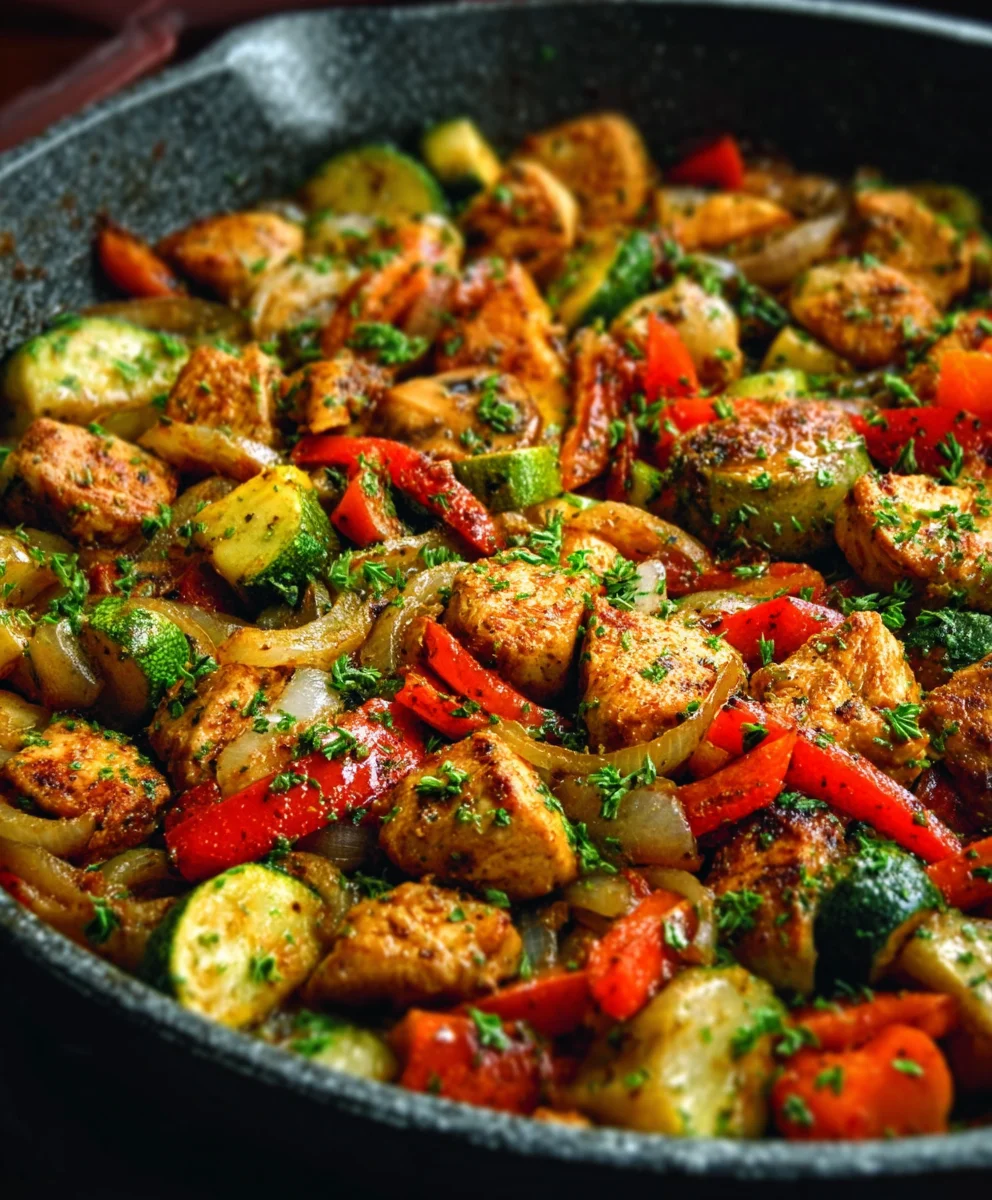 Healthy Low Carb One Pot Chicken Veggie Skillet