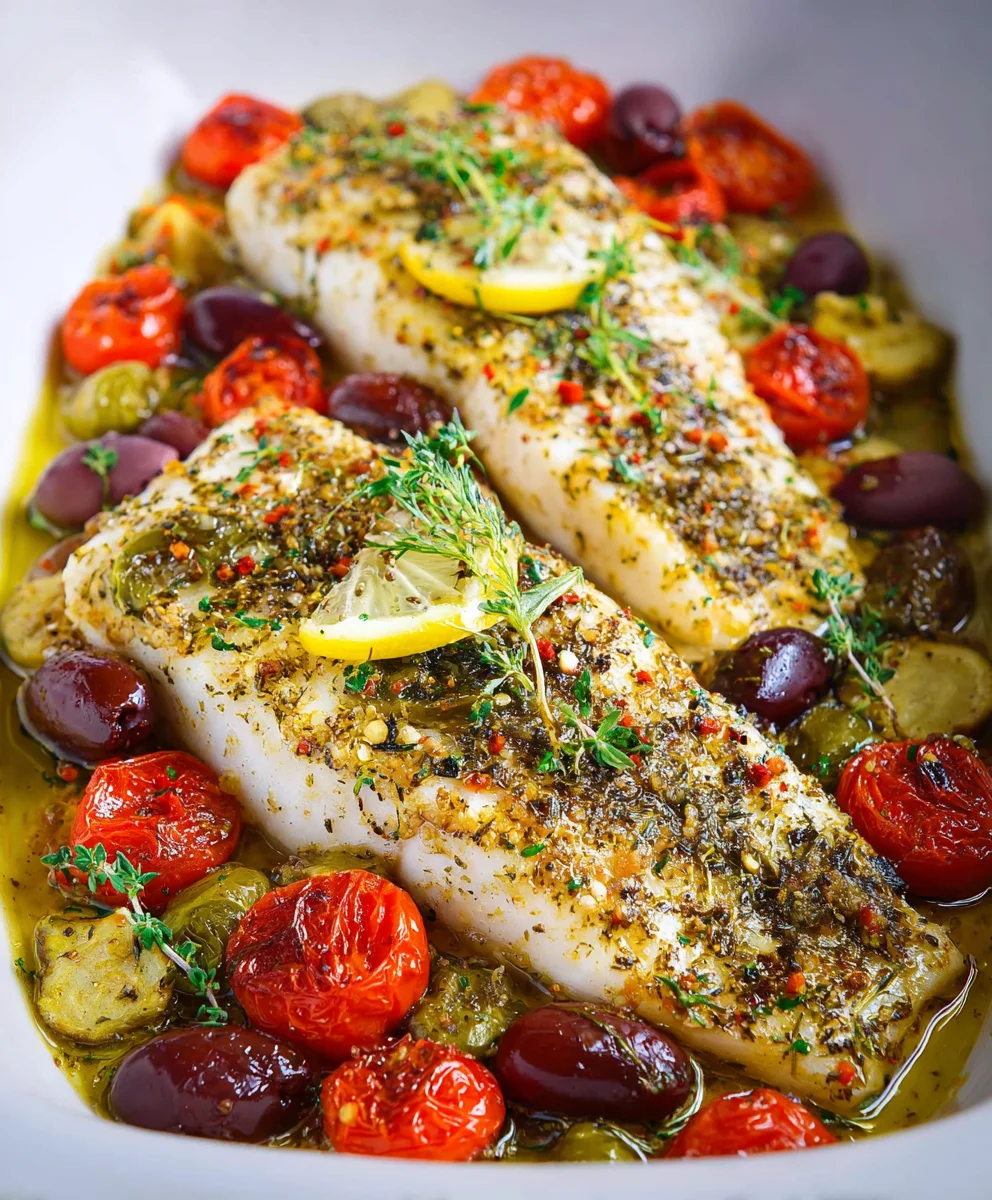 Easy Mediterranean Baked Fish- Quick Healthy Meal