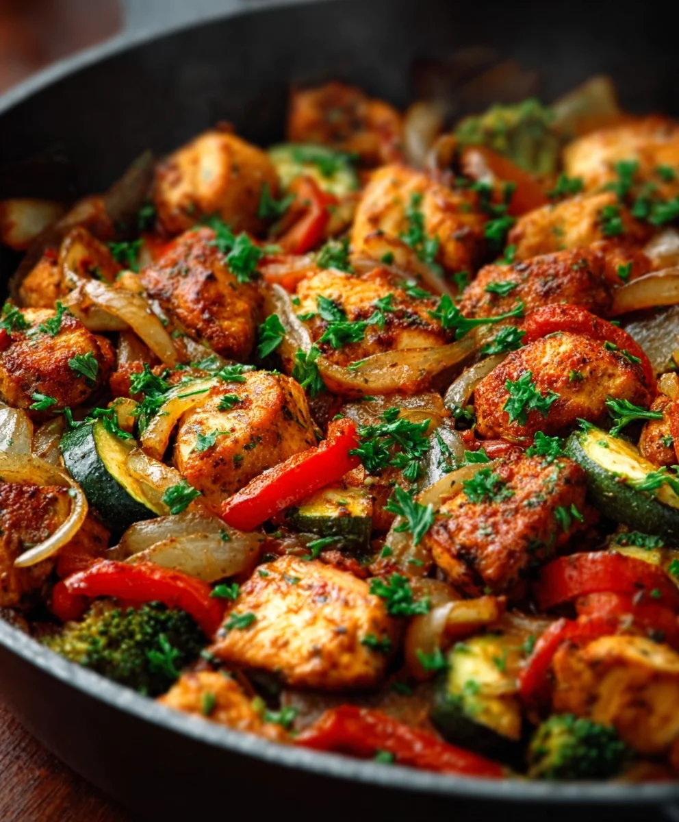 Healthy Low Carb One Pot Chicken Veggie Skillet