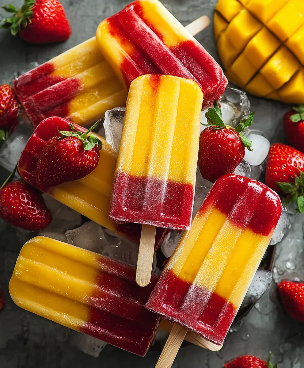 Fresh Strawberry Mango Popsicles - Easy Summer Treat