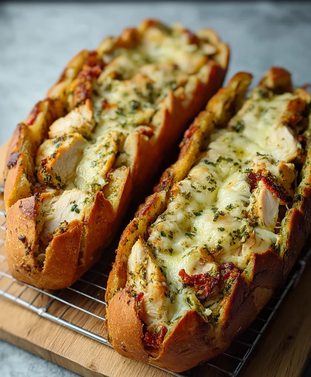 Easy Pesto Chicken Garlic Bread Recipe