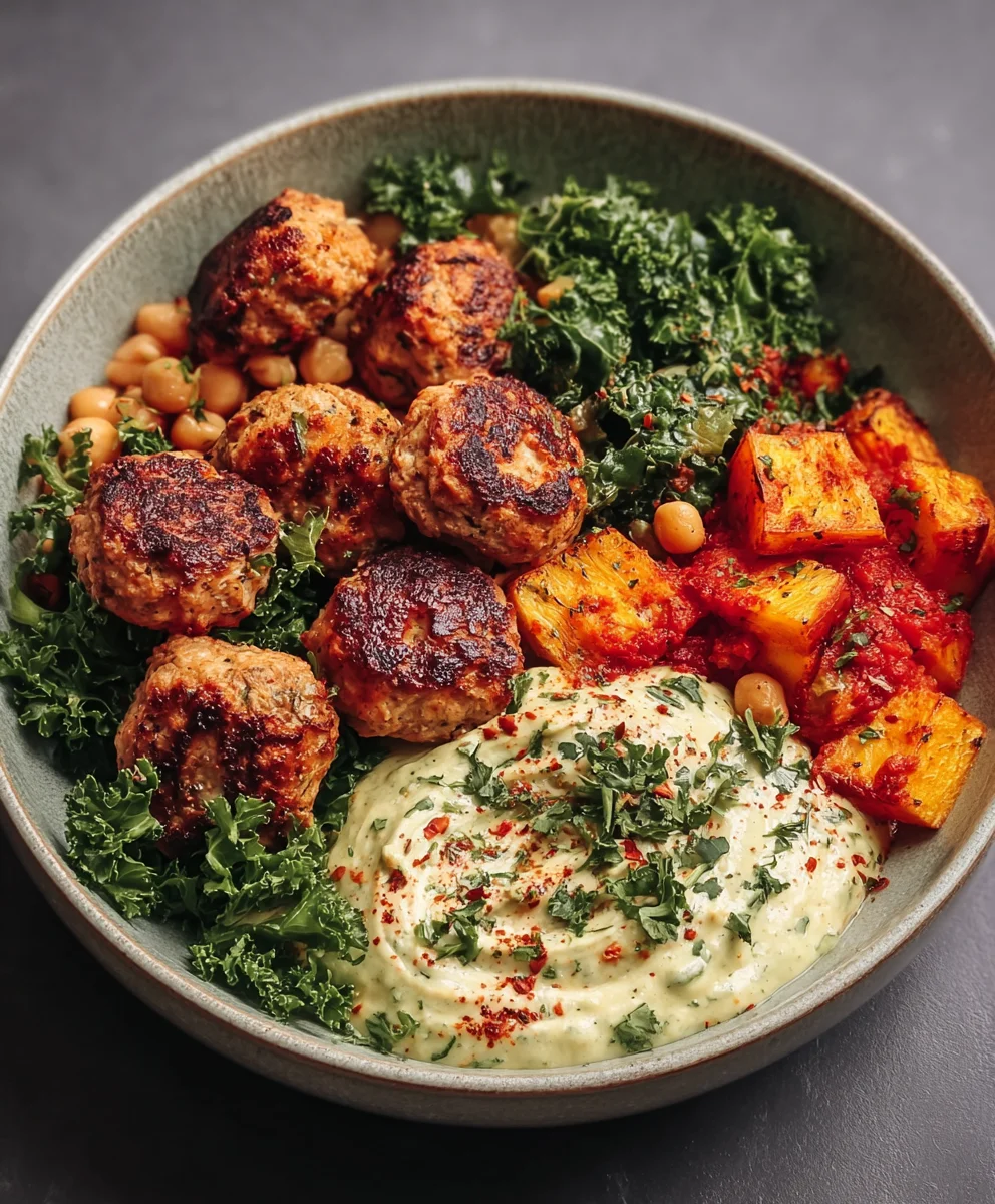 Herby Chicken Meatball Bowl - Fresh & Flavorful Meal