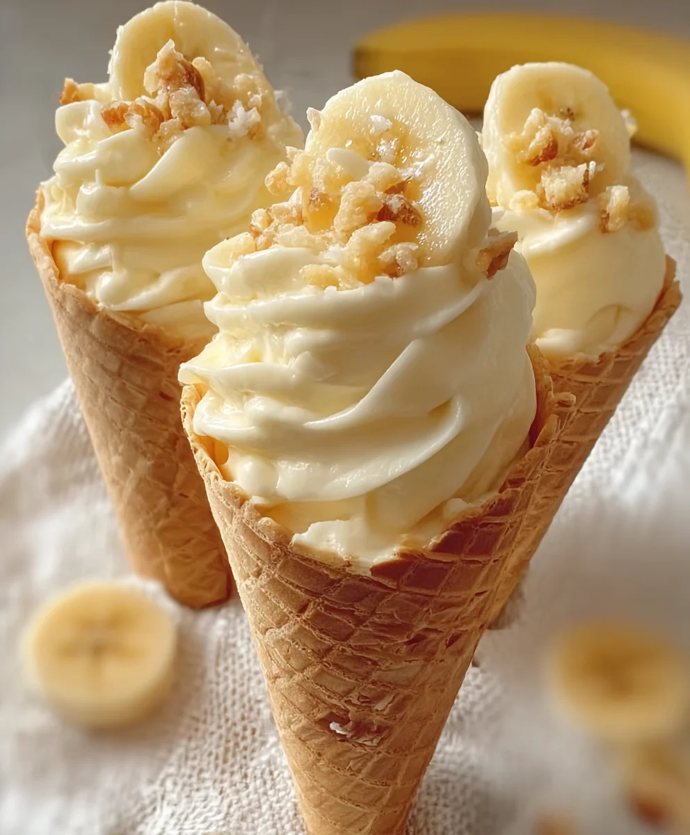 Easy Banana Cheesecake Cones-No Bake Dessert