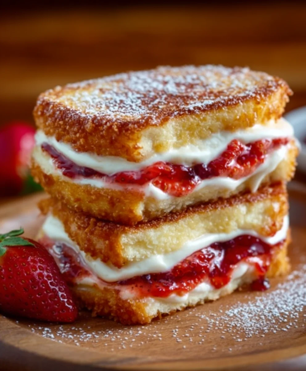Fried Strawberry Cheesecake Sandwiches-Sweet Dessert Treat