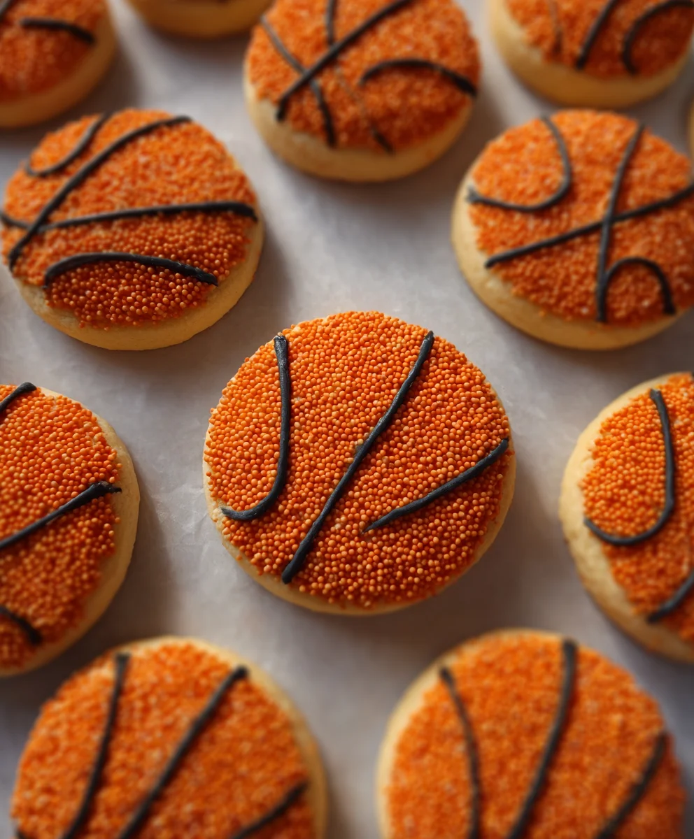 Easy Piping Basketball Cookies