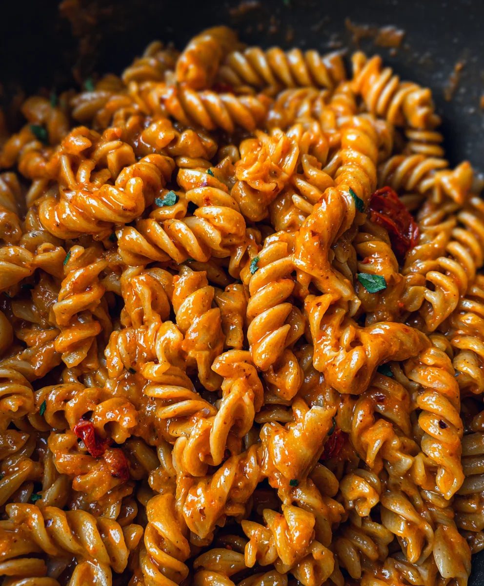 Creamy Vegan Spicy Fusilli Pasta - Easy Recipe