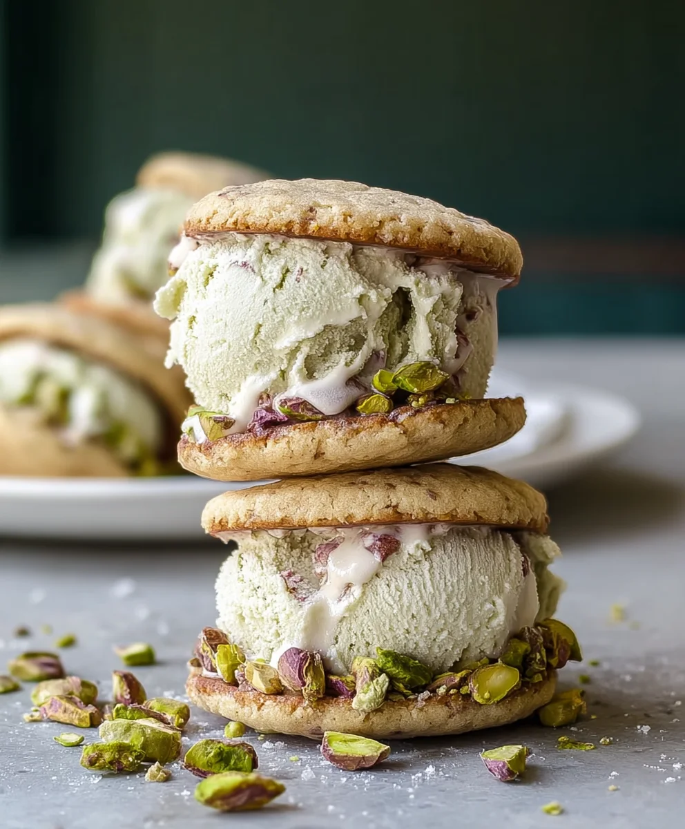 Pistachio Cookie Ice Cream Sandwiches - Easy Treat