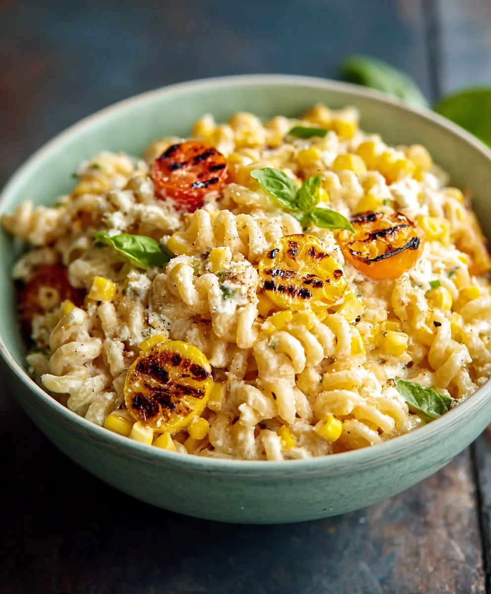 Creamy Street Corn Pasta Salad Recipe-Summer Favorite