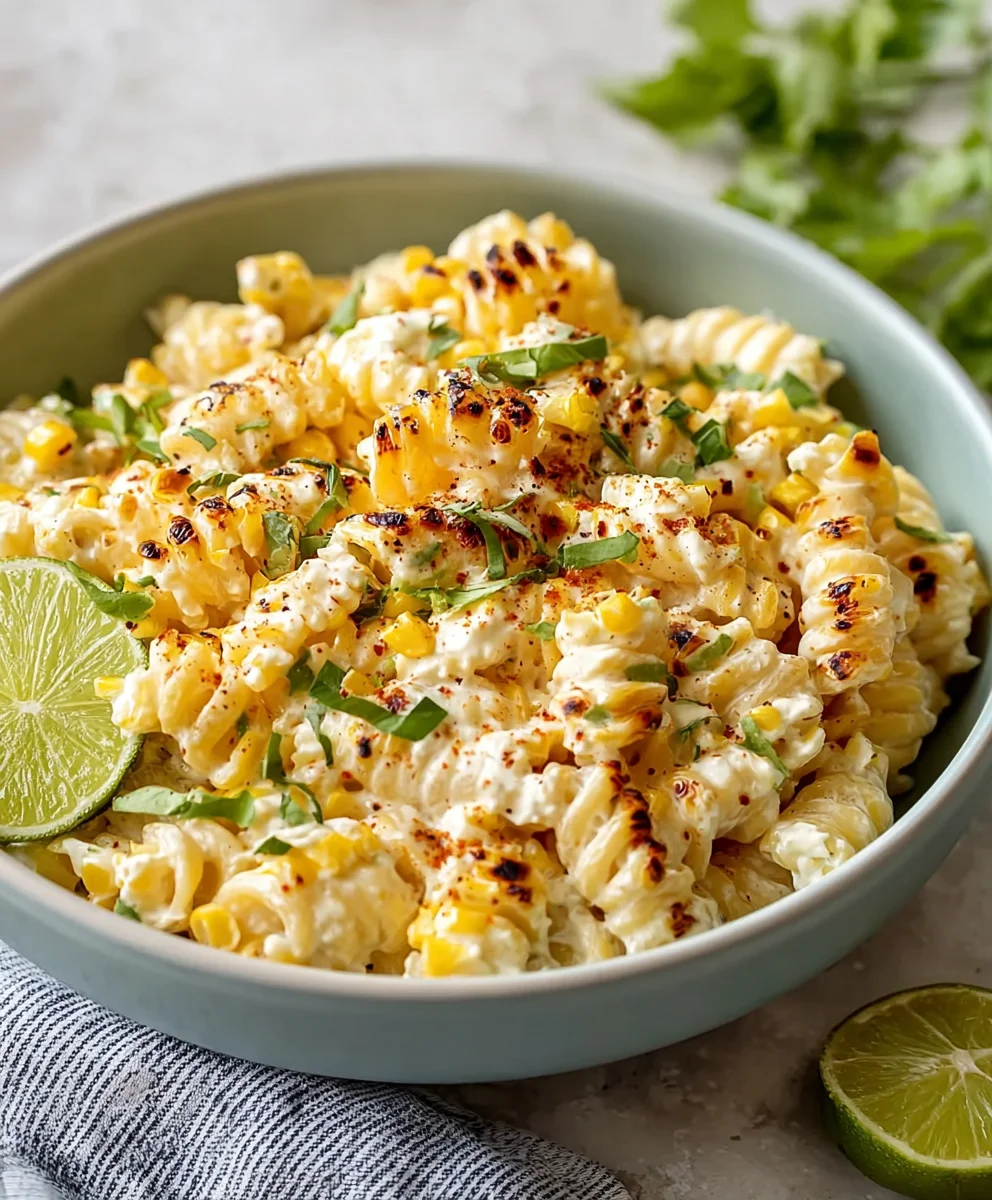 Creamy Street Corn Pasta Salad Recipe-Summer Favorite