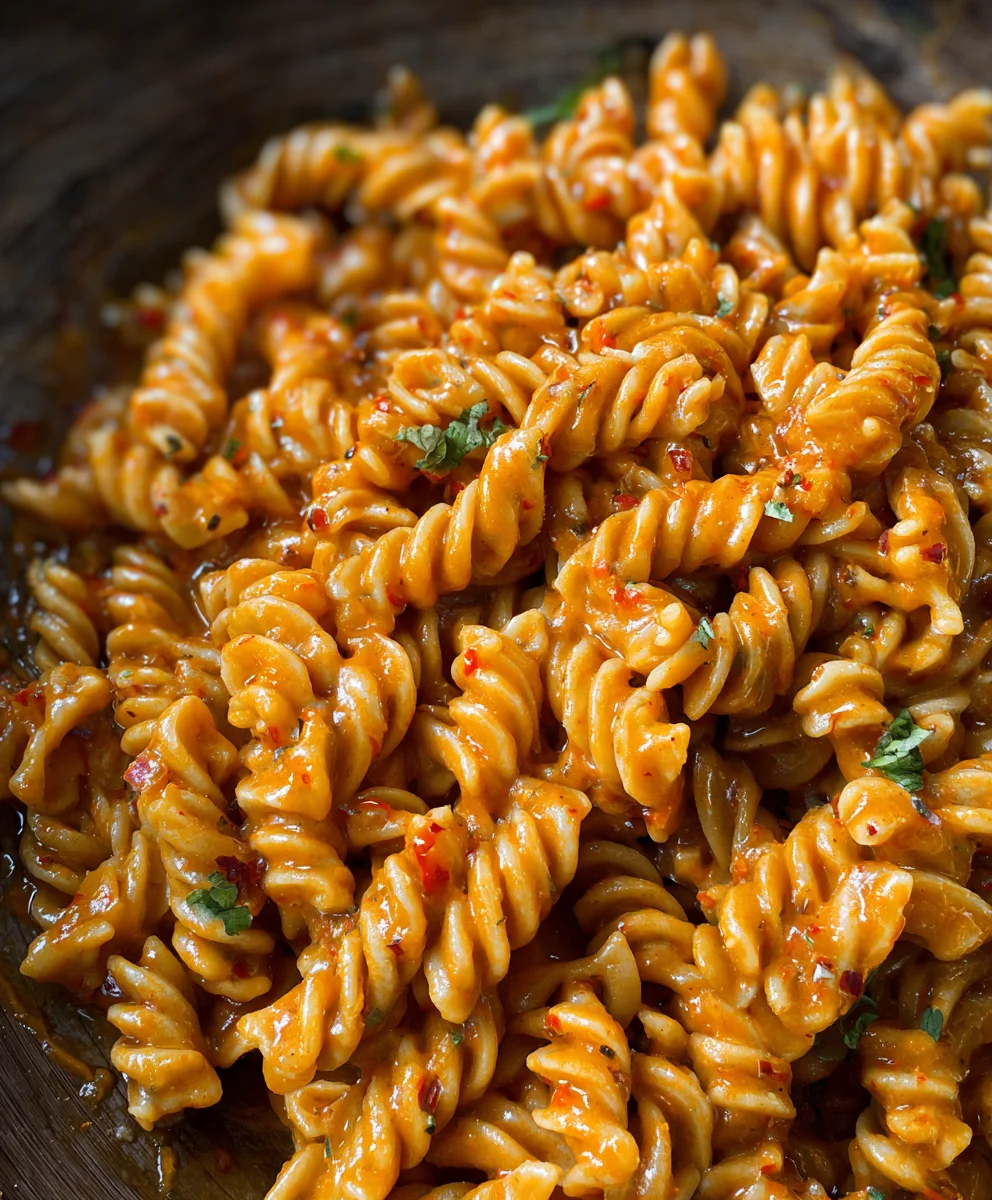 Creamy Vegan Spicy Fusilli Pasta - Easy Recipe