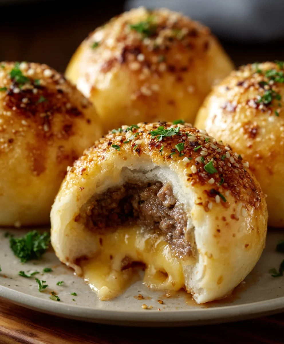 Garlic Parmesan Cheeseburger Bombs - Easy Appetizer