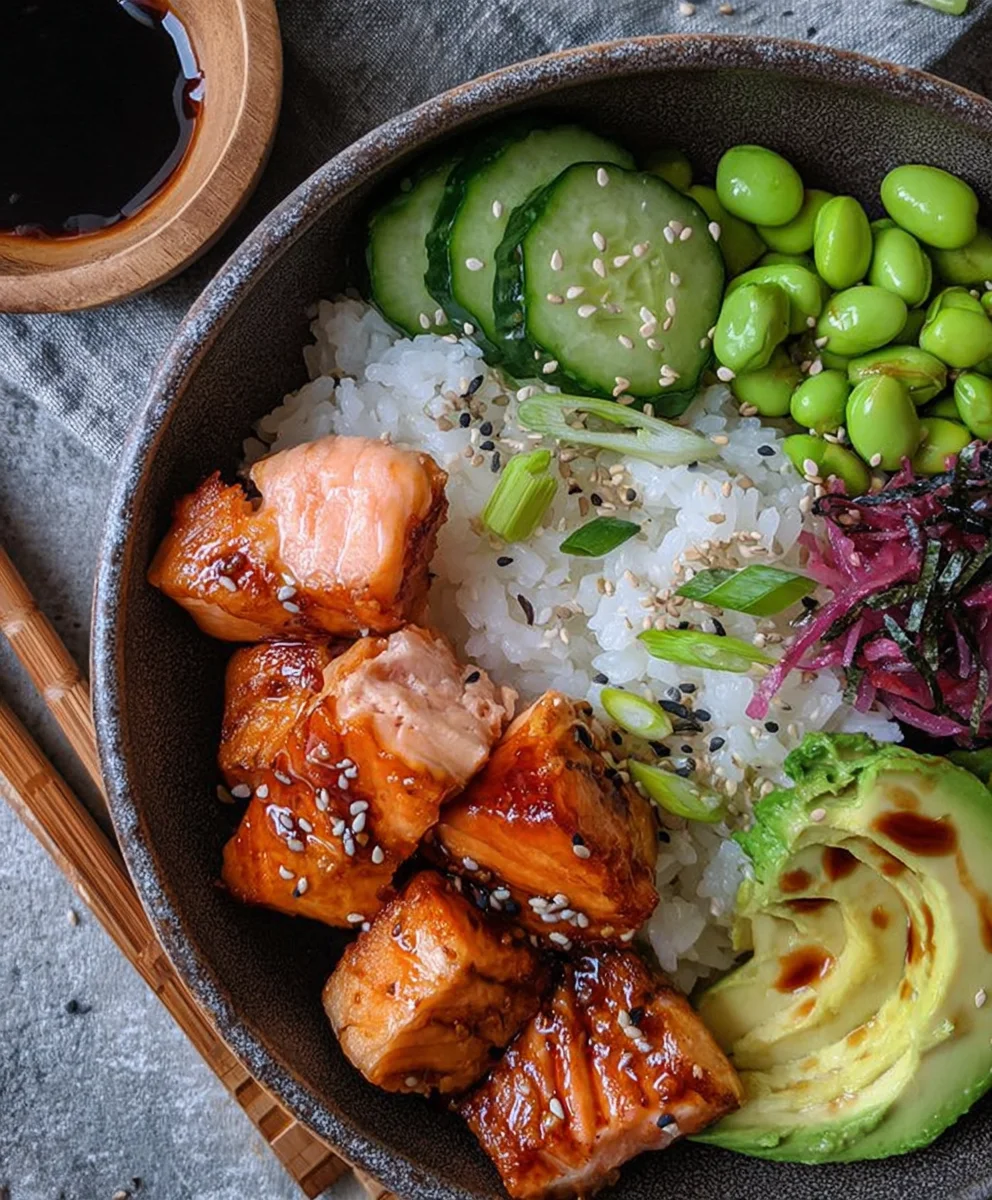 Easy Teriyaki Salmon Sushi Bowl Recipe