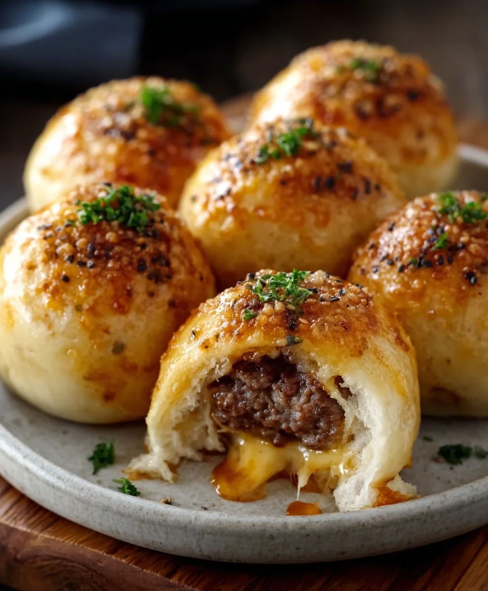 Garlic Parmesan Cheeseburger Bombs - Easy Appetizer