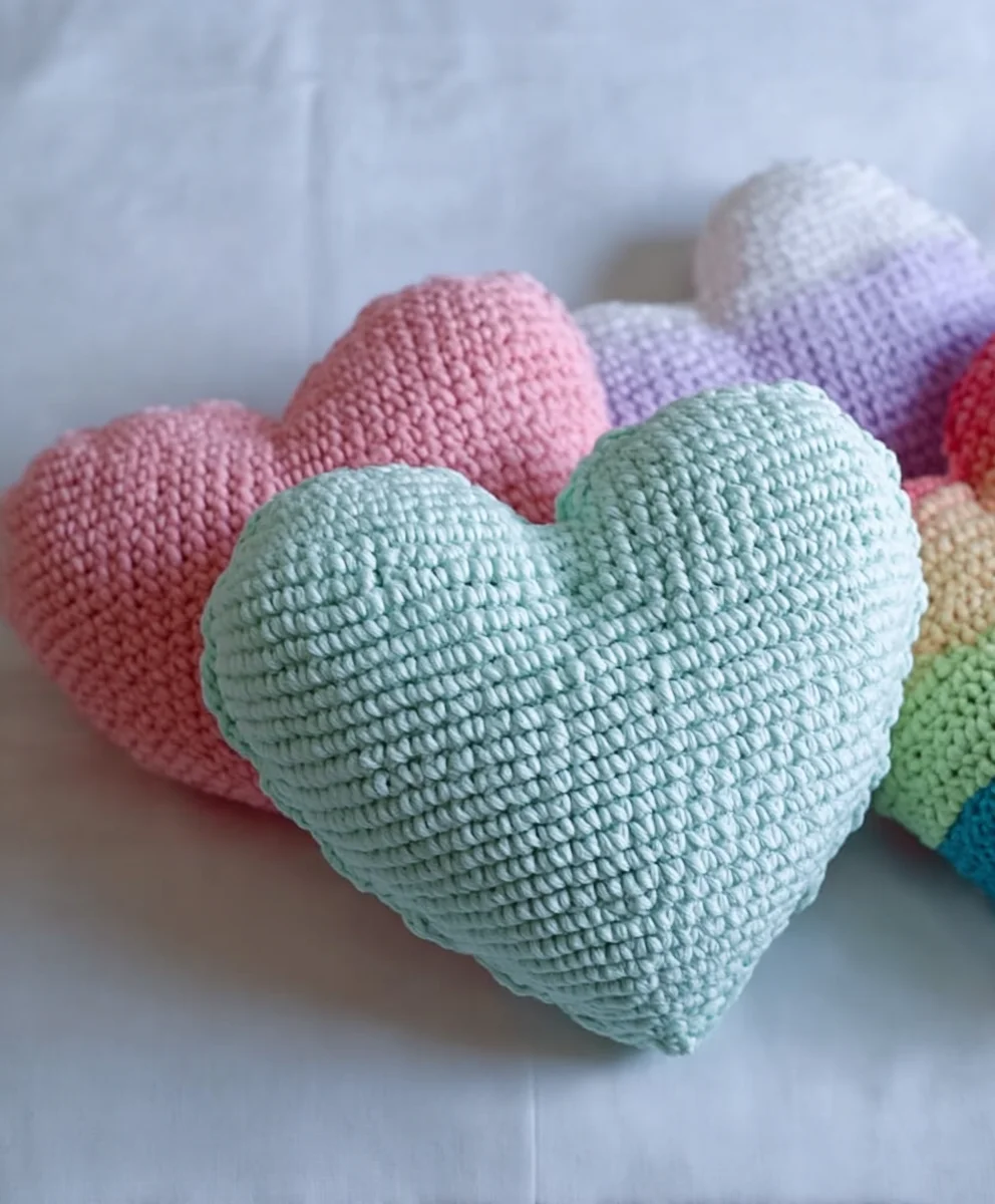 Candy Heart Pillow Crochet Pattern-Sweet V-Day Decor