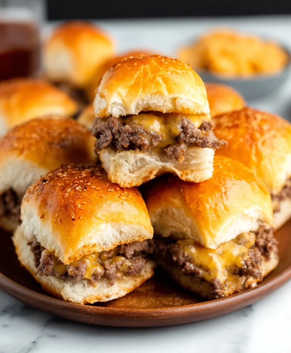 Juicy Cheeseburger Sliders- Easy Mini Beef Burger Recipe