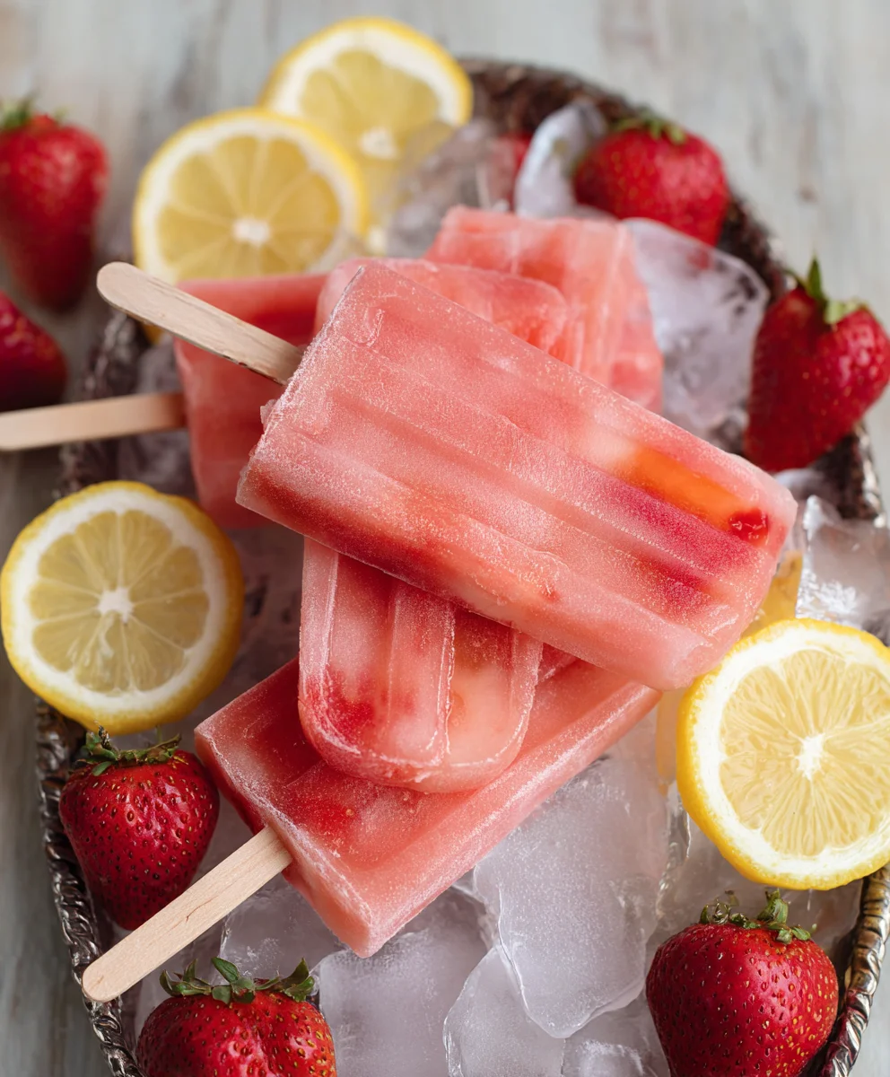 Strawberry Lemonade Popsicles- Refreshing Frozen Treat