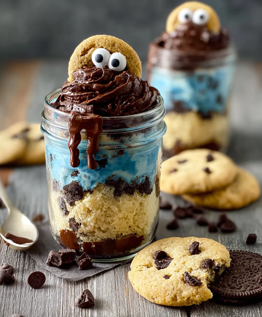 Cookie Monster Cake Jars